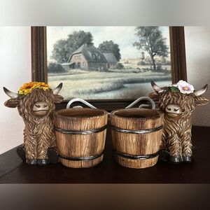 SET of 2!!! Hobby Lobby Spring Highland Cow Small Planters Flower Pots